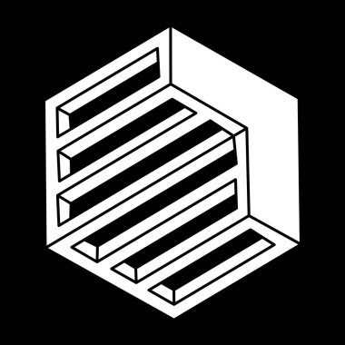 Optik illüzyon objesi. İmkansız şekiller. Web tasarım elemanı. Satır tasarımı. 