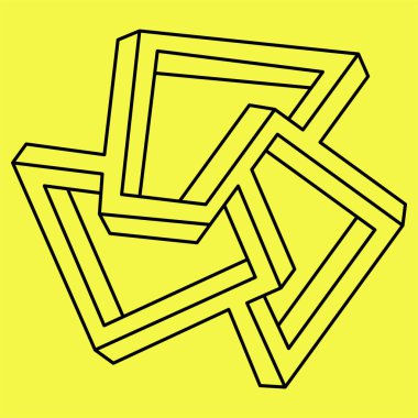 İmkansız şekiller. Web tasarım elemanları. Optik İllüzyon nesneleri. Çizgi tasarımı. Geometrik şekiller. Vektör çizimi. Optik sanat. 