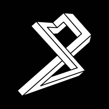 İmkânsız optik illüzyon şekilleri. Optik sanat objesi. Escher tarzı. İmkansız rakamlar. Satır sanatı. 