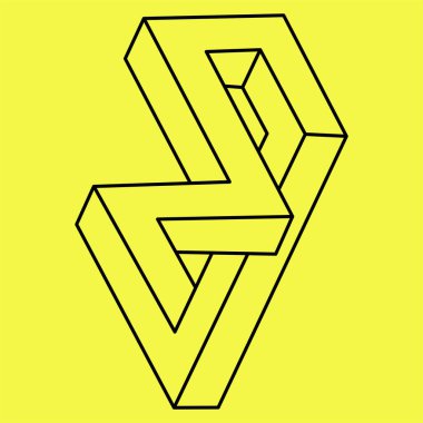 İmkânsız optik illüzyon şekilleri. Optik sanat objeleri. İmkansız rakamlar. Kutsal geometri. Satır tasarımı. 