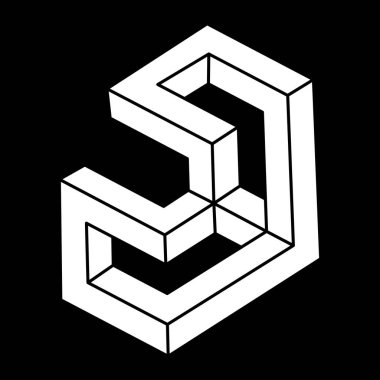 Optik illüzyon şekli. Optik sanat objesi. İmkansız bir rakam. Kutsal geometri. 