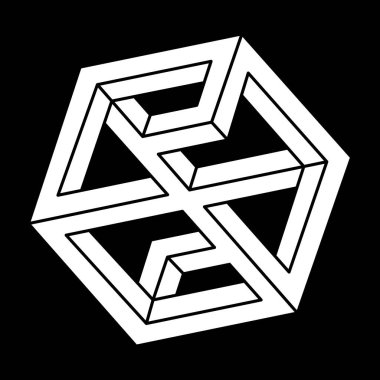 Optik illüzyon, imkansız şekil. Optik sanat. Escher tarzı. Gerçek dışı geometri. 