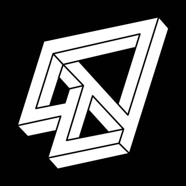 İllüzyon şekilleri. 3 boyutlu illüstrasyon. Optik illüzyon figürü. Kutsal geometri objesi. Escher tarzı. 