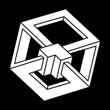 Optik illüzyon figürü. İmkansız bir şekil. Üç boyutlu geometri. Escher tarzı. 