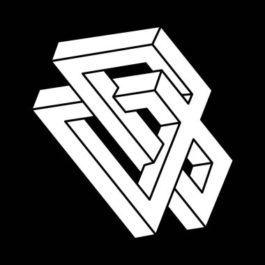 Escher paradoksu. Optik yanılsama. Kutsal geometrik figür. Optik sanat. İmkansız şekiller. 