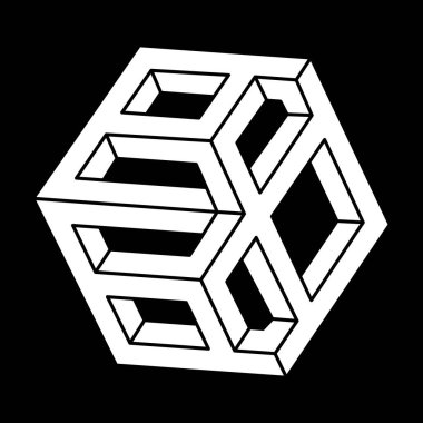İllüzyon şekilleri. Üç boyutlu geometri. Optik illüzyon figürü. Kutsal geometri. Escher tarzı. 