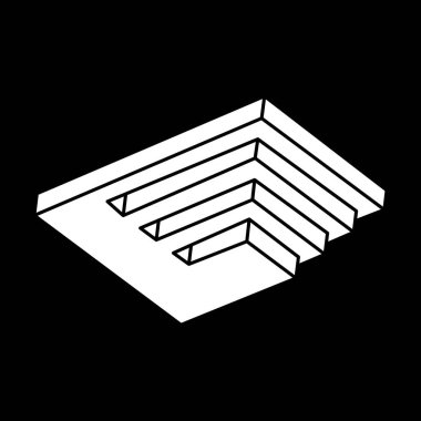 Optik illüzyon şekli. İmkansız bir nesne. Escher tarzı. Optik sanat figürü. Satır sanatı. 