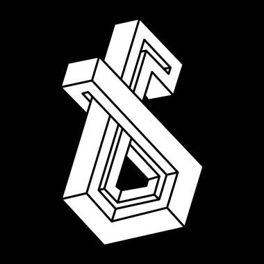 Optik illüzyon şekli. Escher paradoksu. İmkansız bir nesne. Optik sanat figürü. 