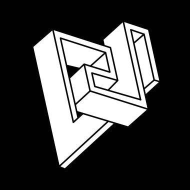 İmkânsız optik illüzyon şekilleri. Escher tarzı. Optik sanat objesi. İmkansız rakamlar. Geometri. 