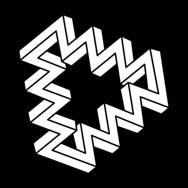 İmkânsız optik illüzyon şekilleri. Escher paradoksu. Optik sanat objesi. İmkansız rakamlar. Kutsal geometri. 