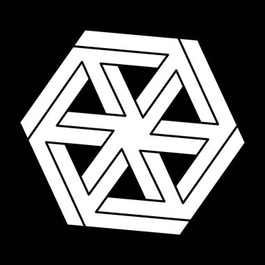 İmkânsız optik illüzyon şekli. Optik sanat objeleri. İmkansız bir rakam. Escher paradoksu. 