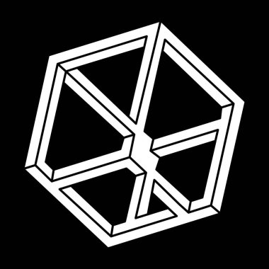 Optik illüzyon objesi. Çizgi tasarımı. Escher paradoksu. İmkansız şekil.