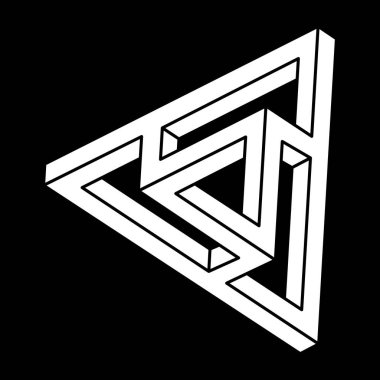 İmkansız bir şekil. Optik illüzyon figürü. Soyut sonsuz geometrik nesne. Escher paradoksu. Optik sanat. 