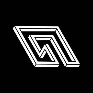 Optik illüzyon şekli. Optik sanat objeleri. İmkansız bir rakam. Geometri. Escher tarzı. 