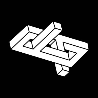 Optik illüzyon şekli. Optik sanat objesi. İmkansız rakamlar. Kutsal geometri. 