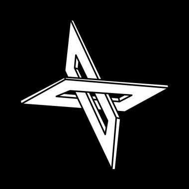 İmkansız şekiller. Kutsal geometri. Escher tarzı. Optik illüzyon figürü. Soyut sonsuz geometrik nesne. Çizgi çalışması. Optik sanat.