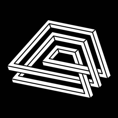 İmkânsız optik illüzyon şekilleri. Operasyon sanatı objesi. İmkansız rakamlar. Escher tarzı. 