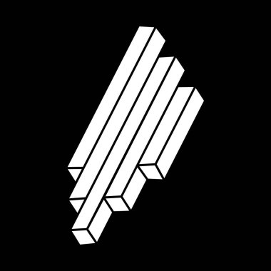 İmkansız bir nesne. Optik illüzyon şekilleri. Escher paradoksu. 3 boyutlu illüstrasyon. Geometrik şekiller. 