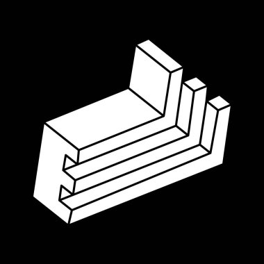 Optik illüzyon şekilleri. Optik sanat objesi. İmkansız bir rakam. Escher tarzı. Geometri. 