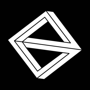 Optik illüzyon şekli. Kutsal geometri objesi. İmkansız rakamlar. Çizgi çalışması. Escher paradoksu. 