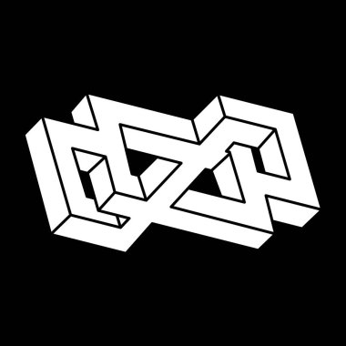 Optik illüzyon nesnesi, imkansız şekil logosu tasarımı. Optik sanat. Kutsal geometri figürü. 