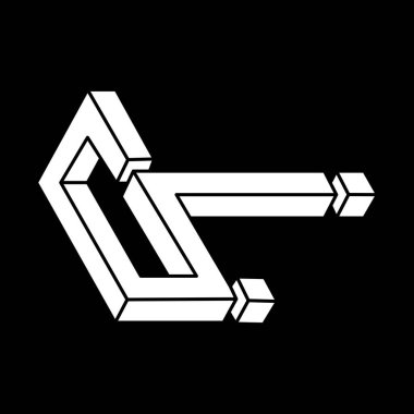 İmkansız nesneler. Optik illüzyon şekilleri. 3 boyutlu illüstrasyon. Geometrik şekil. Escher paradoksu. 