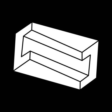 Optik illüzyon figürü. İmkansız nesneler. Çizgi geometrik şekiller. Escher tarzı. 