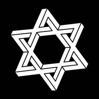 İmkânsız optik illüzyon şekli. Optik sanat objesi. İmkansız bir rakam. Kutsal geometri. 