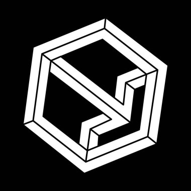 Optik yanılsama objeleri. Çizgi tasarımı. İmkansız bir şekil. Optik sanat. 