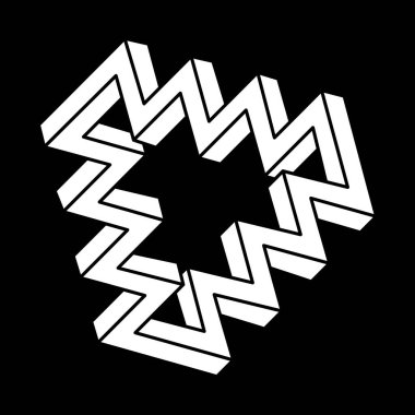 Optik illüzyon şekli. Soyut sonsuz geometrik nesne. İmkansız sonsuz özet. Optik sanat figürü. 
