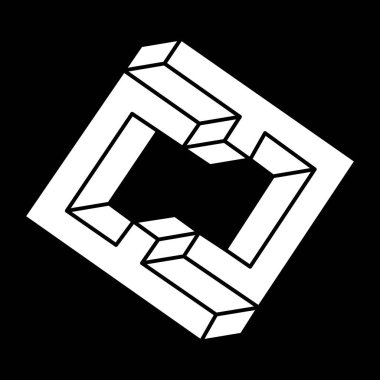 Optik illüzyon objesi. İmkansız bir şekil. Web tasarım elemanı. Satır tasarımı. 