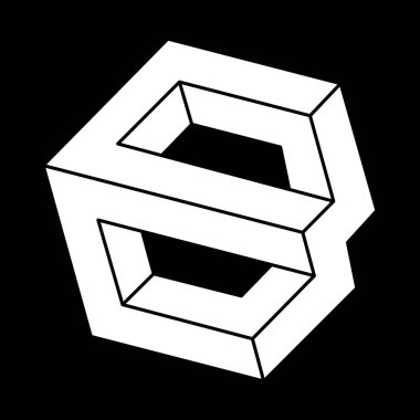 Optik yanılsama objeleri. Çizgi tasarımı. İmkansız şekiller. Optik sanat. Escher tarzı. 