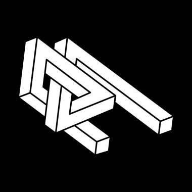 Optik illüzyon şekli. Gerçek dışı geometri. İmkansız rakamlar. Satır sanatı. 