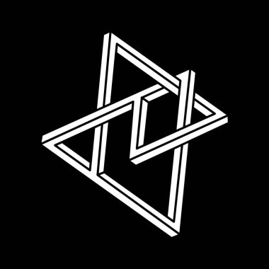 İmkansız şekiller, optik yanılsama, vektör. Optik sanat objeleri. Escher tarzı. Geometrik şekiller. 