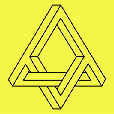 İmkânsız şekiller logo tasarımı, optik illüzyon objesi. Op sanat figürü. Gerçek dışı geometrik şekil. 