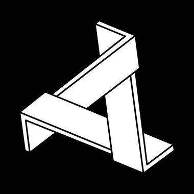 İmkansız şekiller. Optik yanılsama. Soyut sonsuz geometrik nesne. Optik sanat. Escher tarzı. 