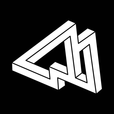 Optik illüzyon objesi. İmkânsız şekil logosu tasarımı. Optik sanat. Kutsal geometri figürü. 