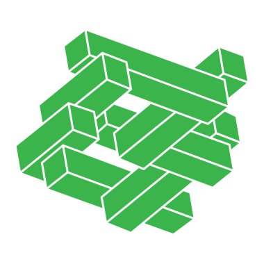 İmkansız şekil, optik illüzyon, vektör. Optik sanat objesi. Logo. Geometrik şekil. 