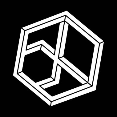 Optik yanılsama. İmkansız şekiller. Optik sanat objesi. Geometrik şekiller. 