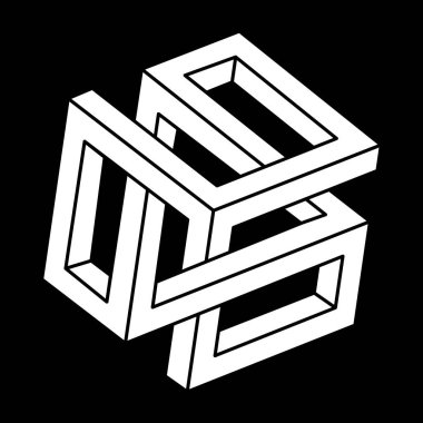 İmkânsız optik illüzyon şekilleri. Escher paradoksu. Optik sanat objesi. İmkansız rakamlar. Kutsal geometri. 