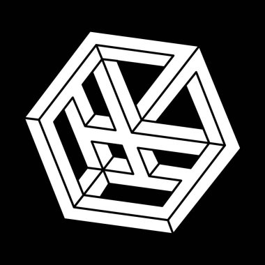 Optik yanılsama objeleri. Çizgi tasarımı. İmkansız şekiller. 