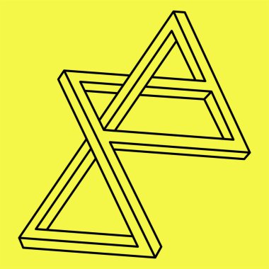 İmkânsız şekiller logo tasarımı, optik illüzyon objesi. Op sanat figürü. Geometri şekli. 