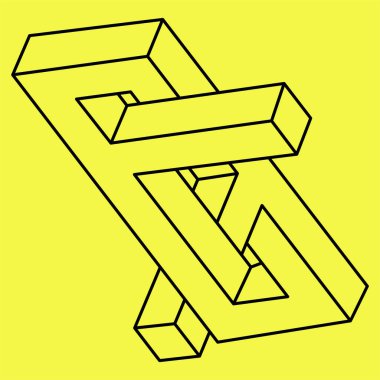 Geometrik element, optik illüzyon şekli, çizgi tasarımı. Optik sanat. İmkansız nesne.