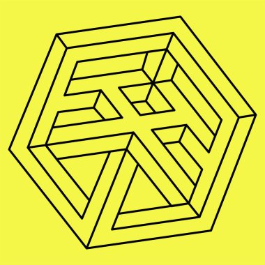 İmkansız geometrik şekiller. Vektör elemanı. Optik yanılsama. İşlem sanatı. 