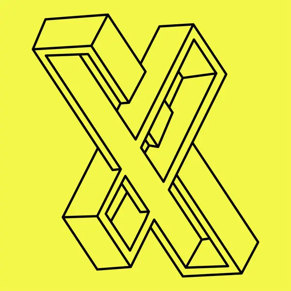 İmkansız şekiller. Kutsal geometri figürü. Optik illüzyon şekli. Soyut sonsuz geometrik nesne. İmkansız sonsuz özet. Operasyon sanatı. Çizgi çalışması. Sarı arka planda imkansız geometri şekli.