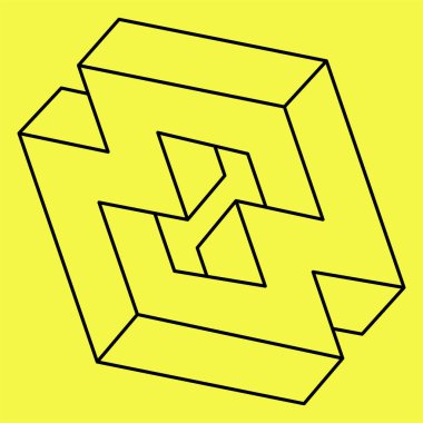 İmkansız bir form. Optik illüzyon objesi. Kutsal geometri. İşlem sanatı.