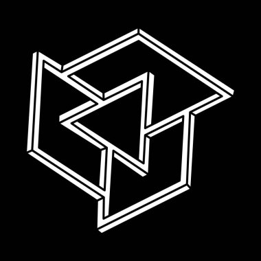 İmkânsız optik illüzyon şekilleri. Escher tarzı. Optik sanat objesi. İmkansız bir rakam. Kutsal geometri. 