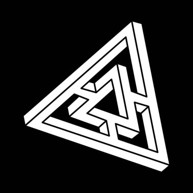 İmkansız şekiller. Kutsal geometri figürü. Optik yanılsama. Escher paradoksu. Soyut sonsuz geometrik nesne. Optik sanat. Satır sanatı. 