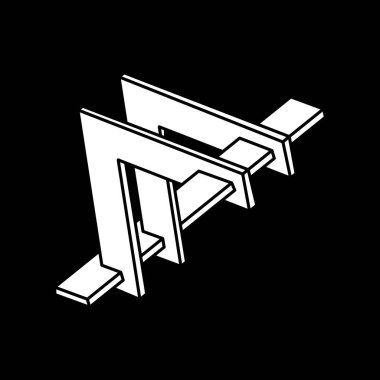 Optik illüzyon şekilleri. Optik sanat objesi. Gerçek dışı geometri. İmkansız rakamlar. Satır sanatı. 