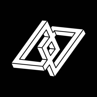 Optik yanılsama. İmkansız bir şekil. Optik sanat objesi. Geometrik şekil. Escher tarzı. 